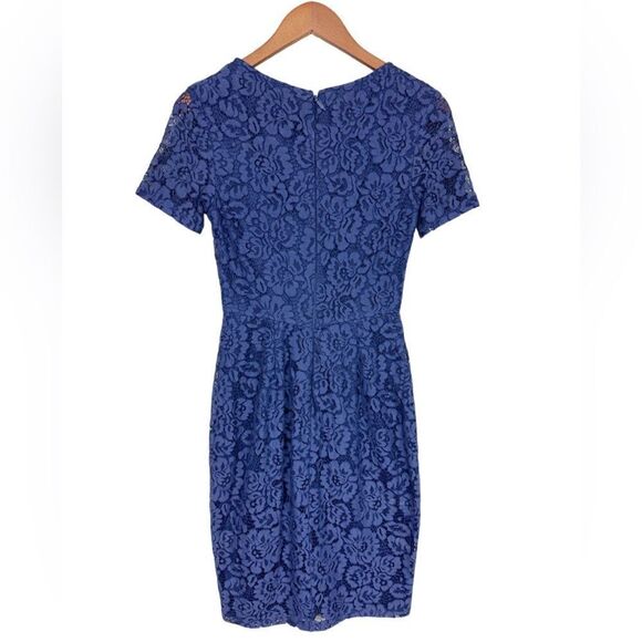 Lulus Short Sleeve Crew Neck Lace Midi Dress Blue Size Small - Picture 2 of 8